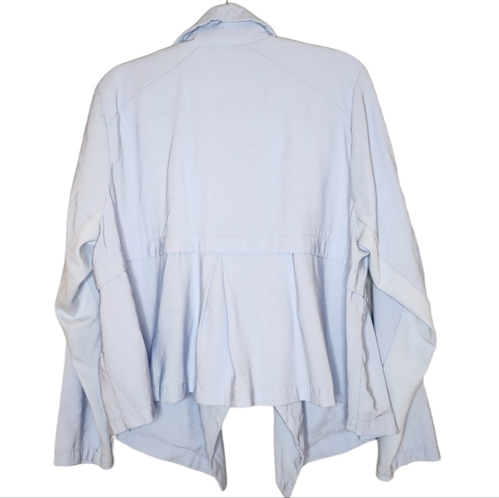 Torrid Light Blue Drape Front Twill Jacket With P… - image 7